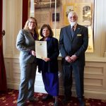 House Representative, Helen Head; VSHA Board of Commissioners Chair, Caprice Hover and VSHA Executive Director, Richard Williams with the signed Concurrent Resolution.